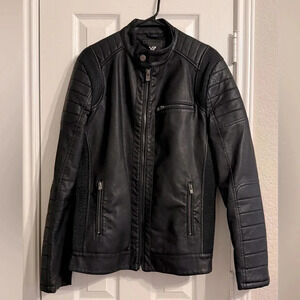 Mens Biker Black Leather Jacket